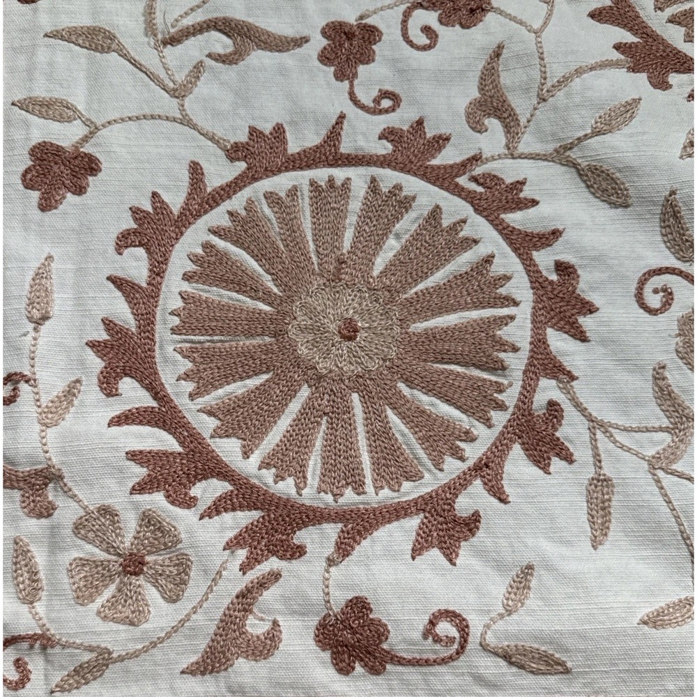 Pottery Barn Table Throw Embroidered 50 x 50 Arella Topper Scarf Cover Floral